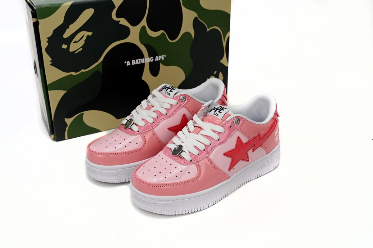 PK A Bathing Ape Bape Sta Low Pink Paint Leather,1H2-019-1046 