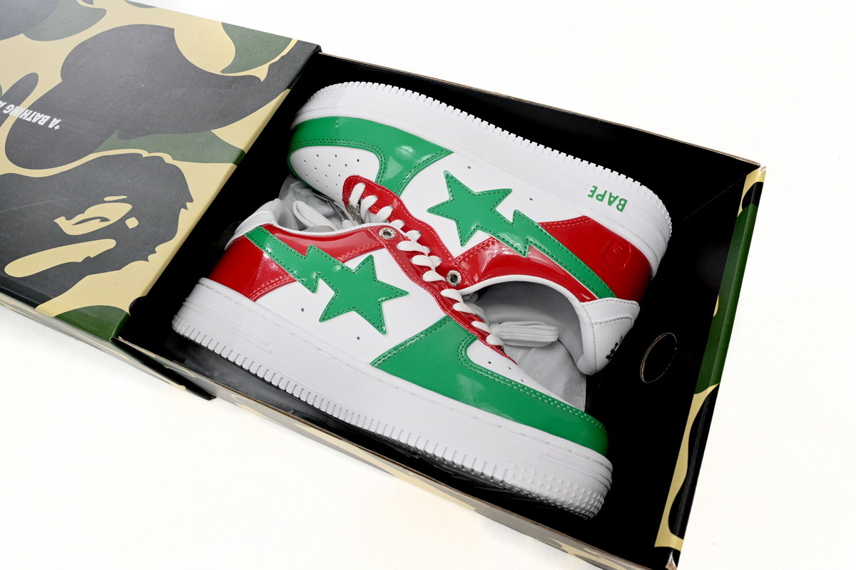 H12 A Bathing Ape Bape Sta Low Red, white, and Green,1180-191-004