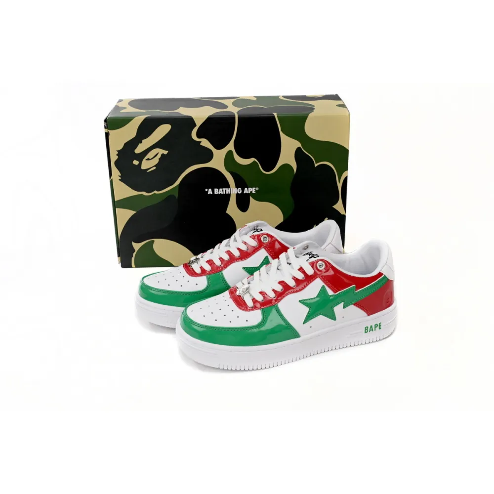 H12 A Bathing Ape Bape Sta Low Red, white, and Green,1180-191-004