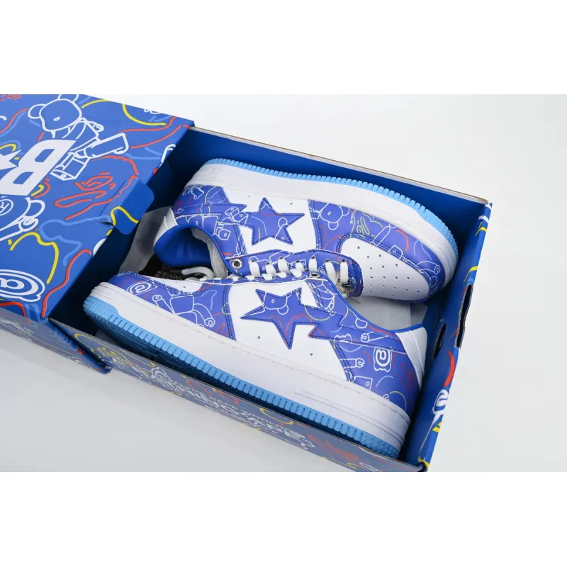 H12  A Bathing Ape Bape Sta Low Black Blue Color Spray Painting,1H73 191 913 