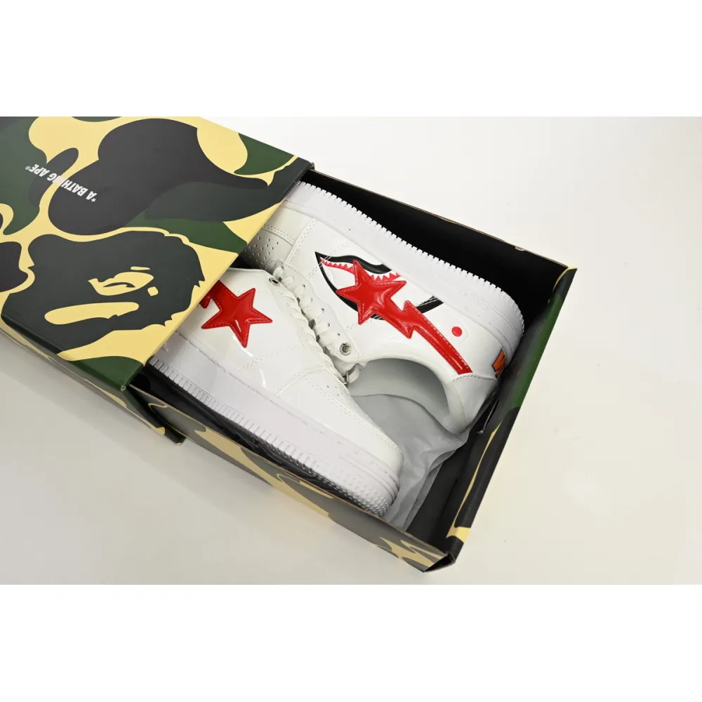 H12  A Bathing Ape Bape Sta Low White Shark, 1F70-191-004