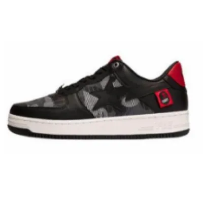 H12  A Bathing Ape Bape Sta Low Black and Red Co Branding, 7123-191-901 01
