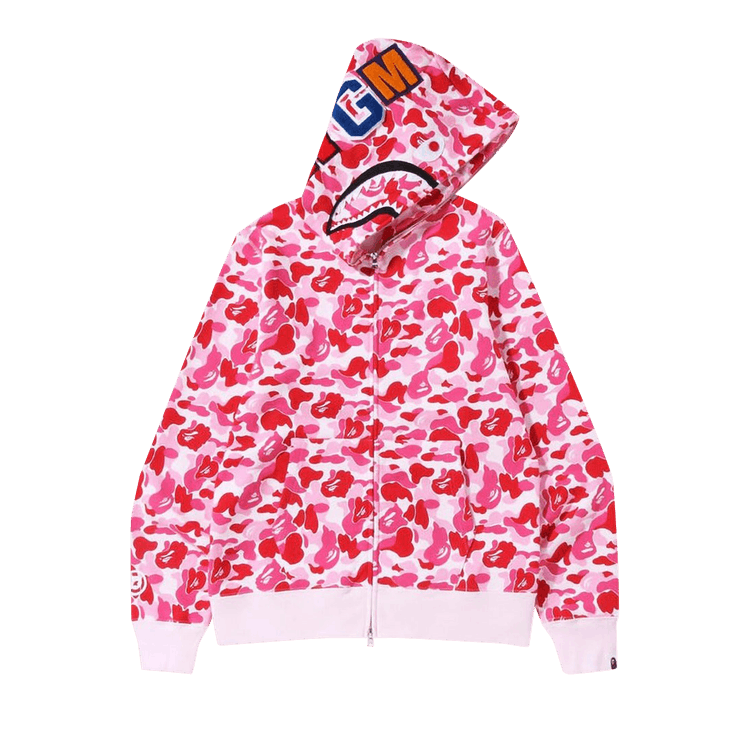  BAPE ABC Camo Shark Full Zip Hoodie Pink,1J30 115 007 PINK