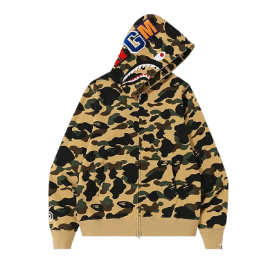  BAPE 1st Camo Shark Full Zip Hoodie Yellow,1I20 115 004 YELLOW 01