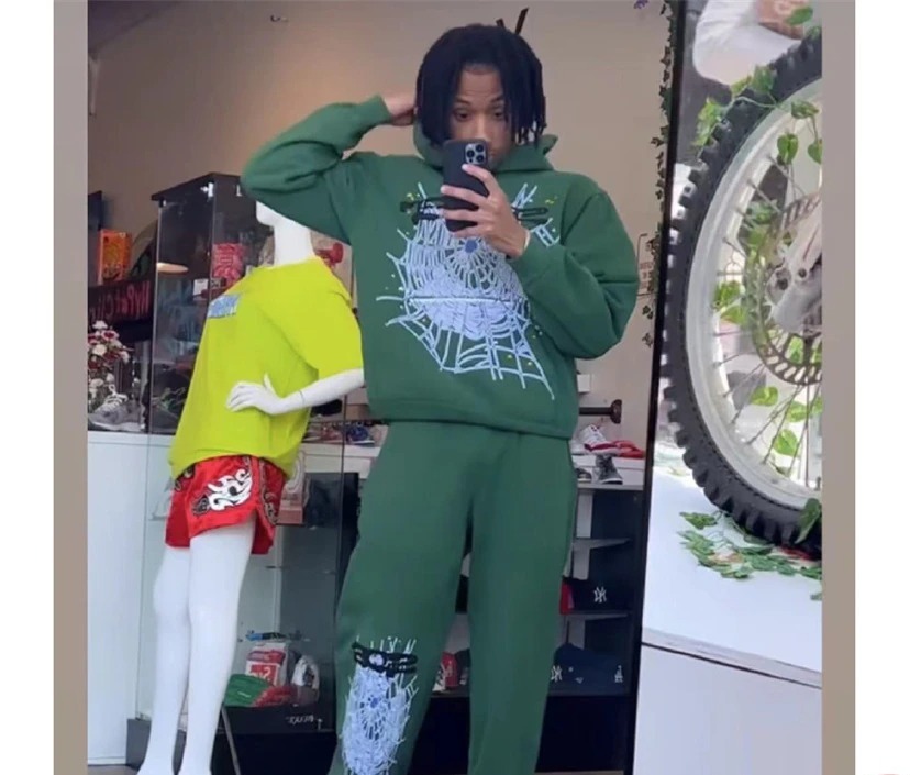  Sp5der Hunter Green Sp5der Web Hoodie