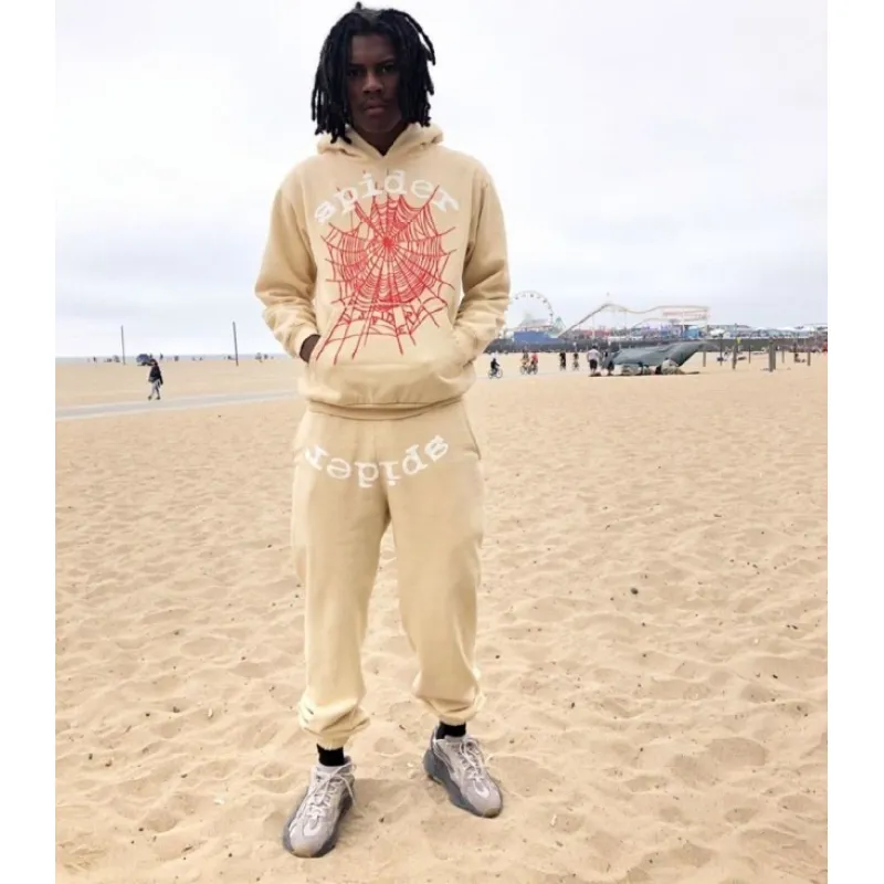 Sp5der Worldwide Websuit Beige Hoodie