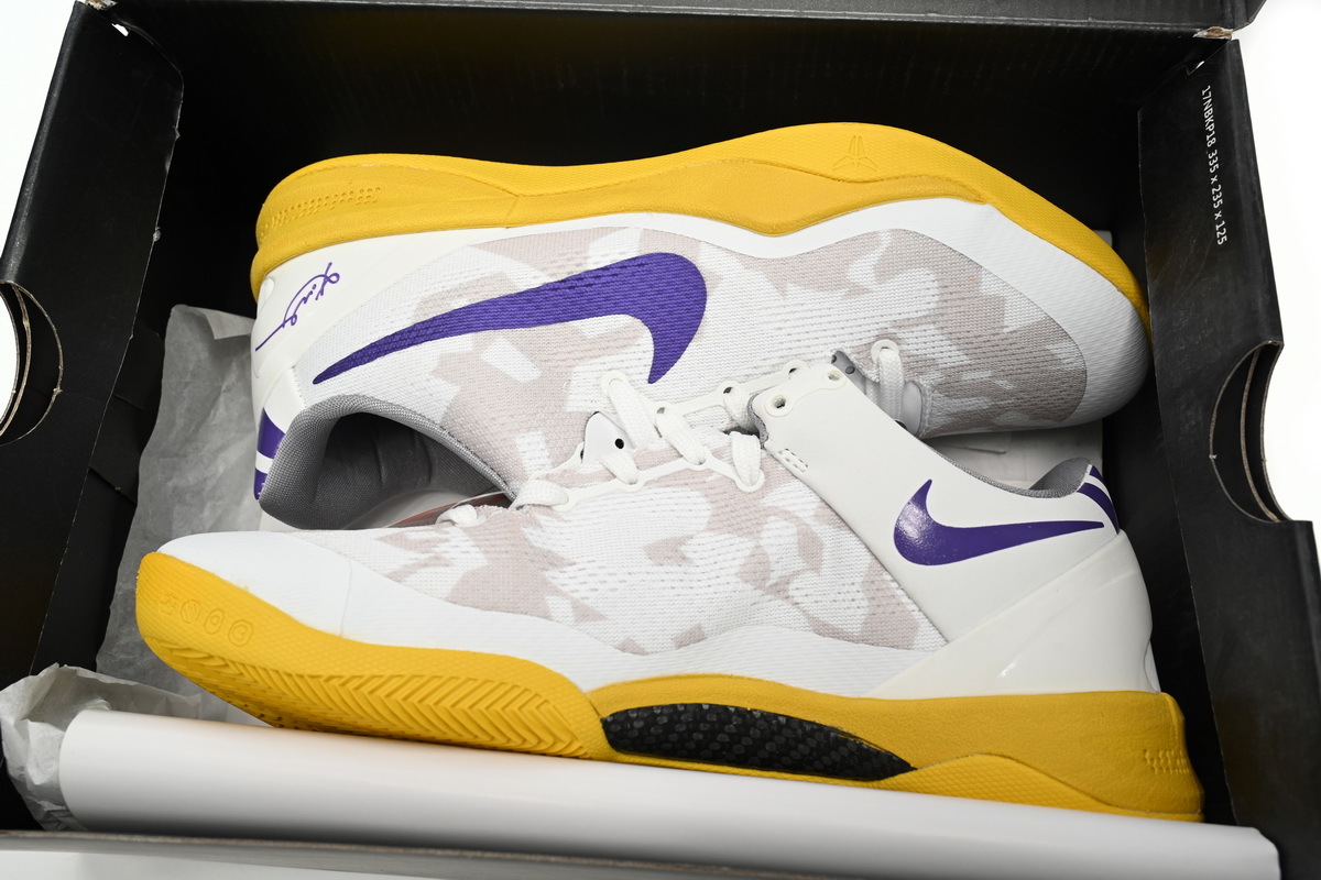 PK Kobe 8 Low White/Purple-Yellow, 555035-101 