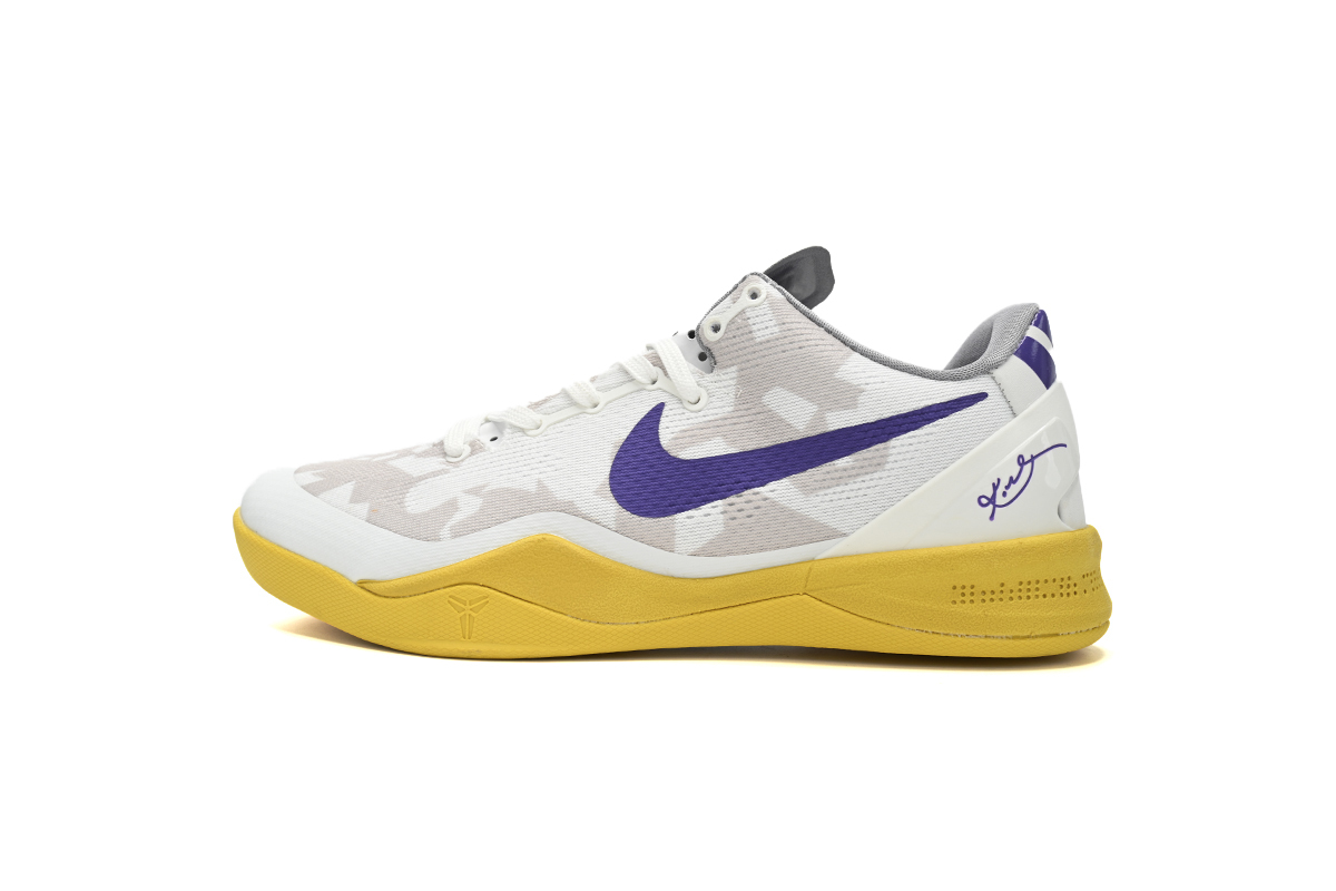 PK Kobe 8 Low White/Purple-Yellow,555035-101
