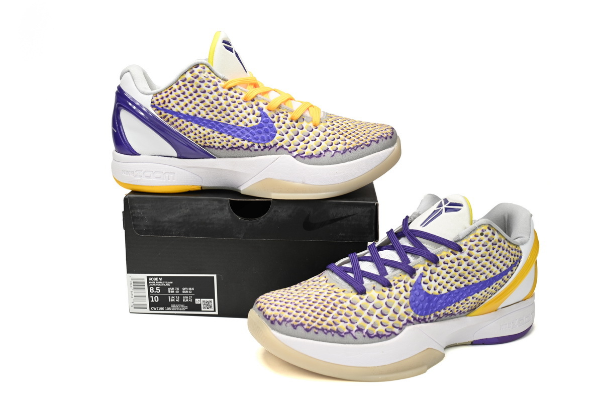 PK Kobe VI White Purple Yellow,CW2190-105