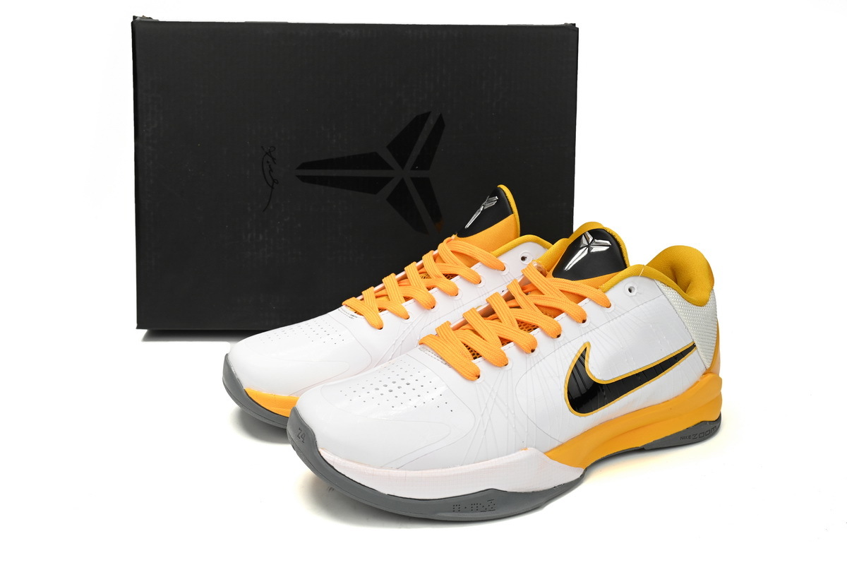 PK New Sale Nike Zoom Kobe 5 V X White Black Yellow Shoes,386430-104