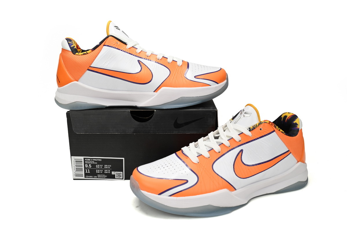 PK Kobe 5 BruceLee White Orange,CD4991-106