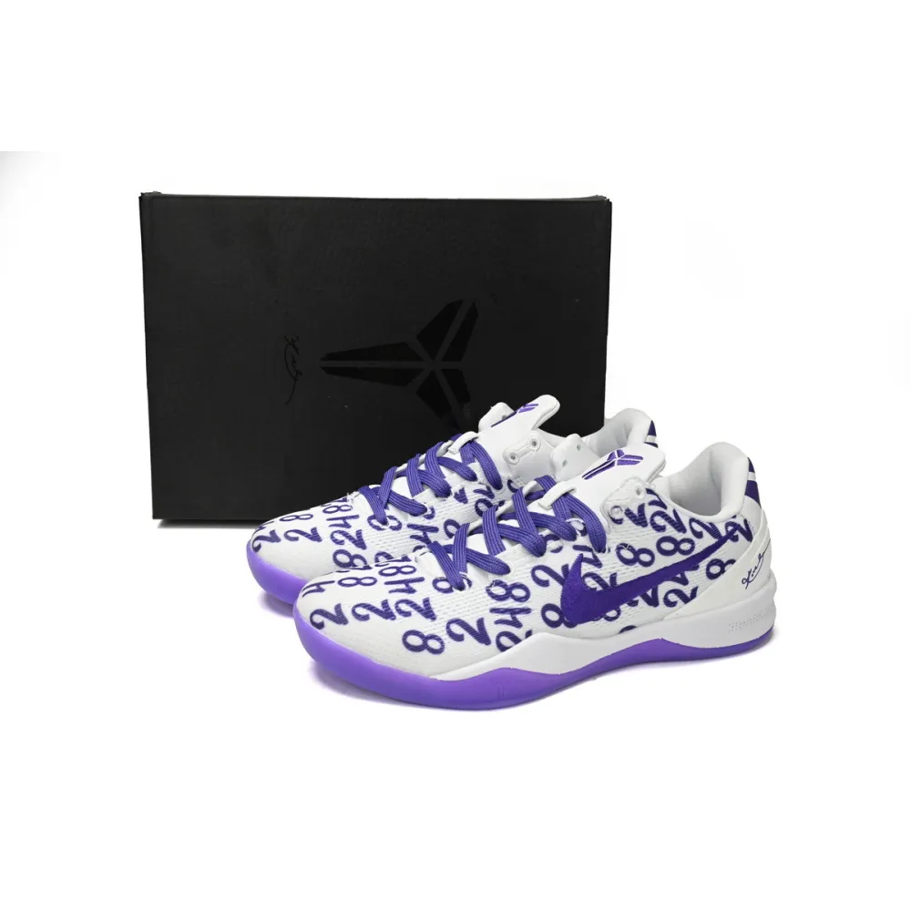 PK Kobe 8 Protro White Court Purple,FQ3549-100
