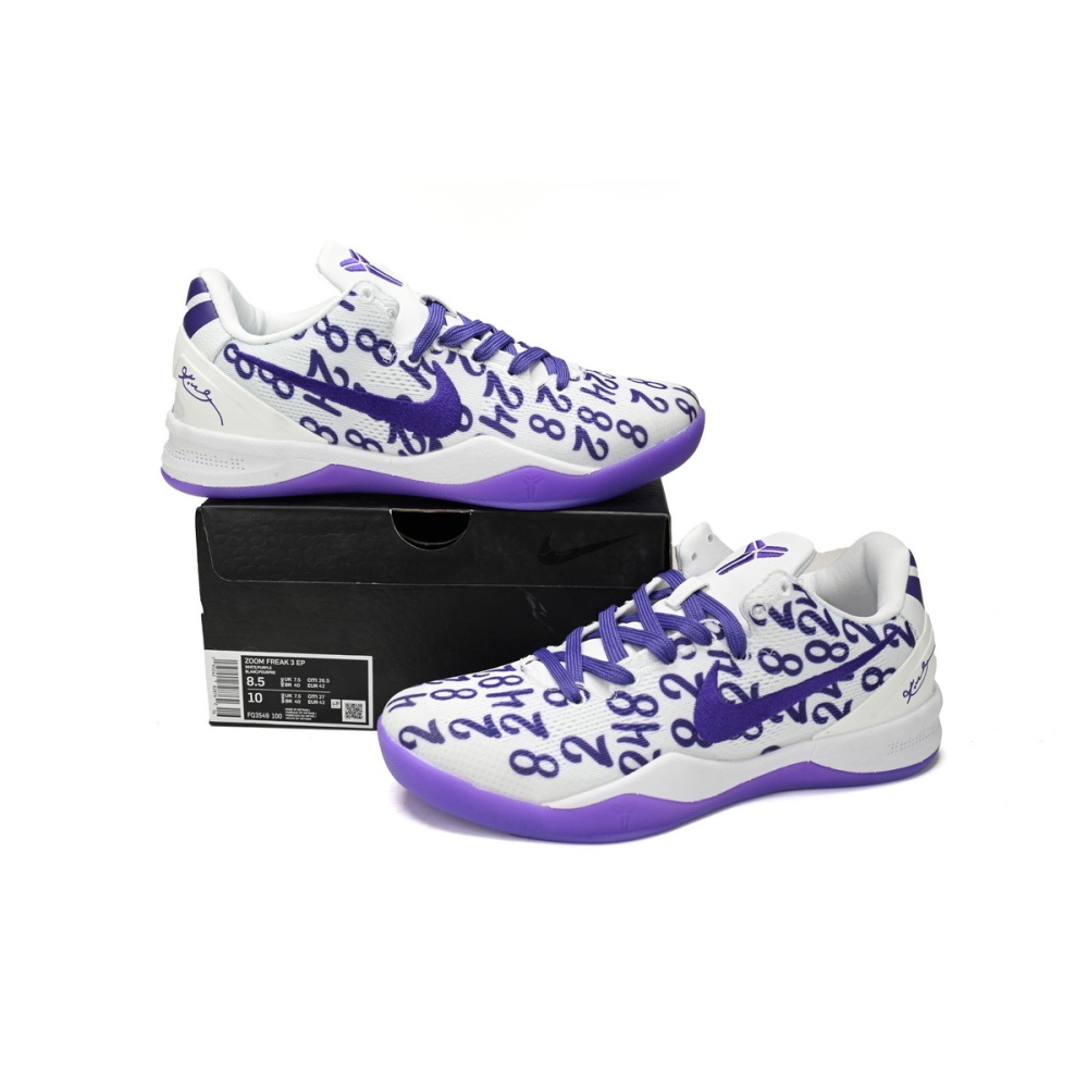 PK Kobe 8 Protro White Court Purple,FQ3549-100