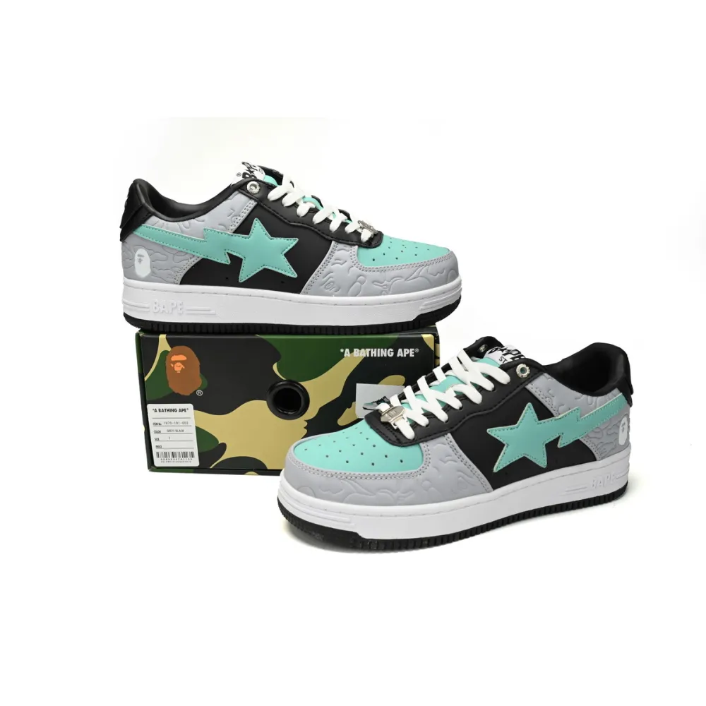 H12  A Bathing Ape Bape Sta Low Grey Black Green,1H70-191-002