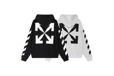 Off White Hoodie Arrow zebra striped 01