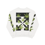  Off White Hoodie Embroidered leaf round neck hoodie black and white