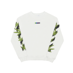  Off White Hoodie Embroidered leaf round neck hoodie black and white