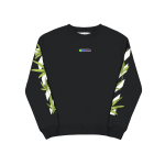  Off White Hoodie Embroidered leaf round neck hoodie black and white