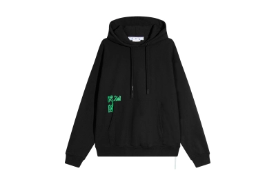 Off White Hoodie Green spray painted 02