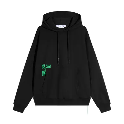 Off White Hoodie Green spray painted 02