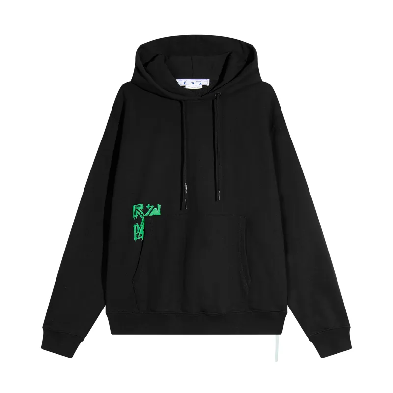 Off White Hoodie Green spray painted