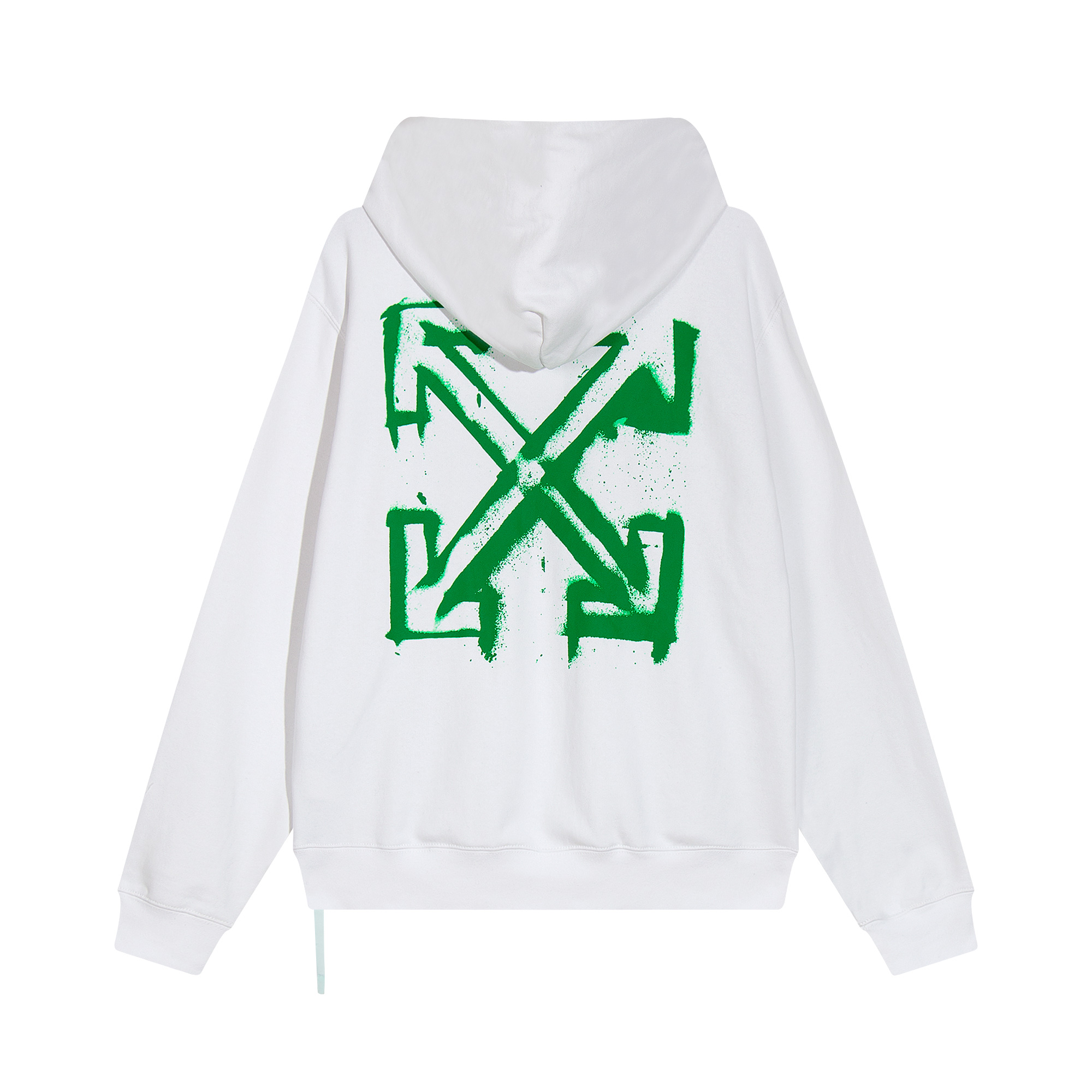 Off White Hoodie Green spray painted