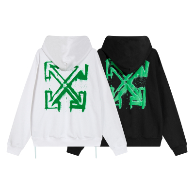  Off White Hoodie Green spray painted 01