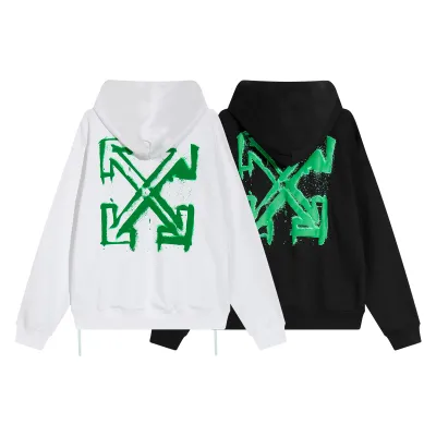 PKGoden Off White Hoodie Green spray painted 01