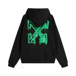 Off White Hoodie Green spray painted