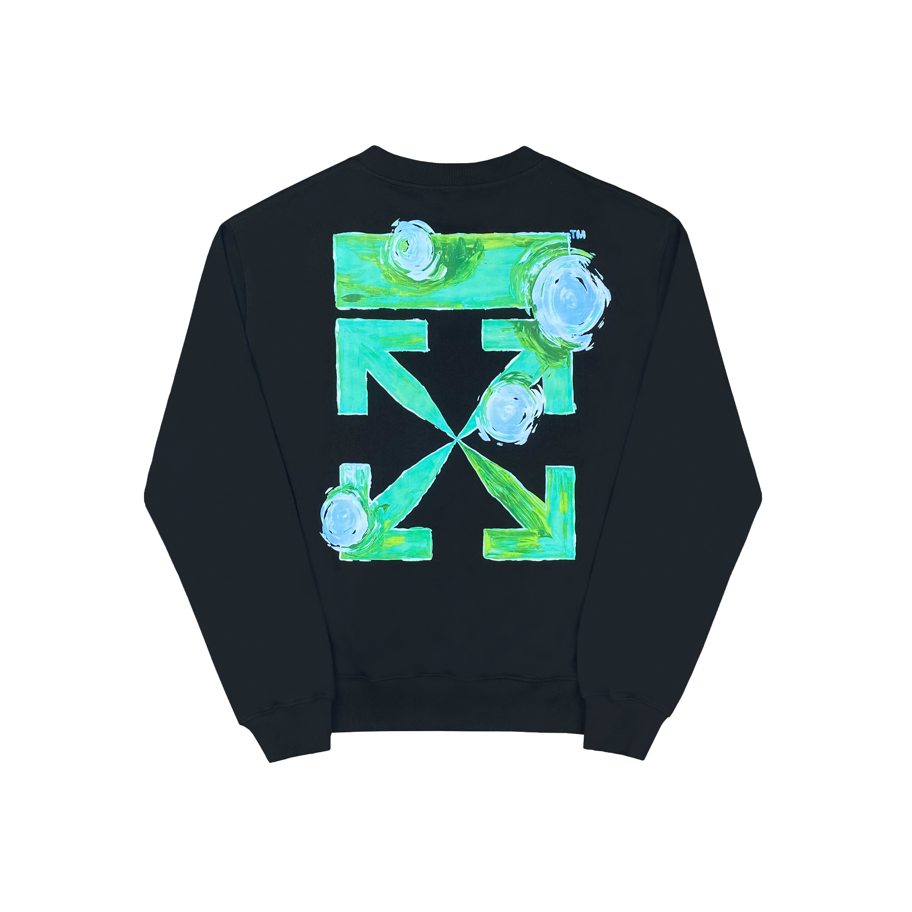  Off White Hoodie Green Tree Round Neck Sweater