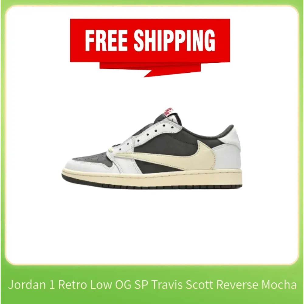 PK ❗❗Free shipping❗❗ Travis Scott x Air Jordan 1 Low White Brown Barb, DM7866-162