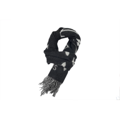 Louis Vuitton Unisex couple's style double-sided knitted flower tassle scarf Large print black 01
