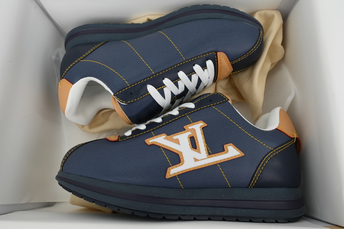 PK LOUIS VUITTON x Nigo Buttersoft FW25 Round toe laced low-top Navy Blue