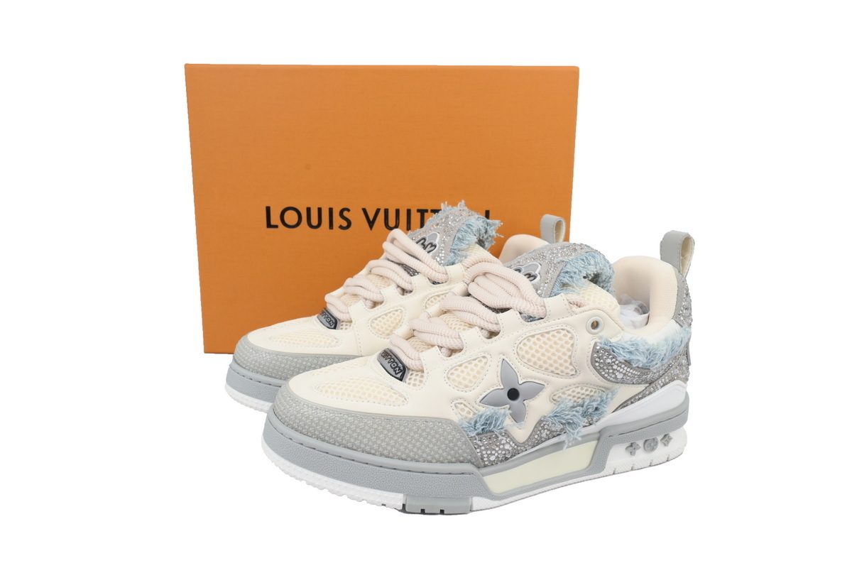 PK LOUIS VUITTON Horse hair Gray White Diamond