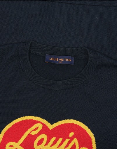 Louis Vuitton x Nigo Intarsia Jacquard Heart Crewneck Dark Ocean
