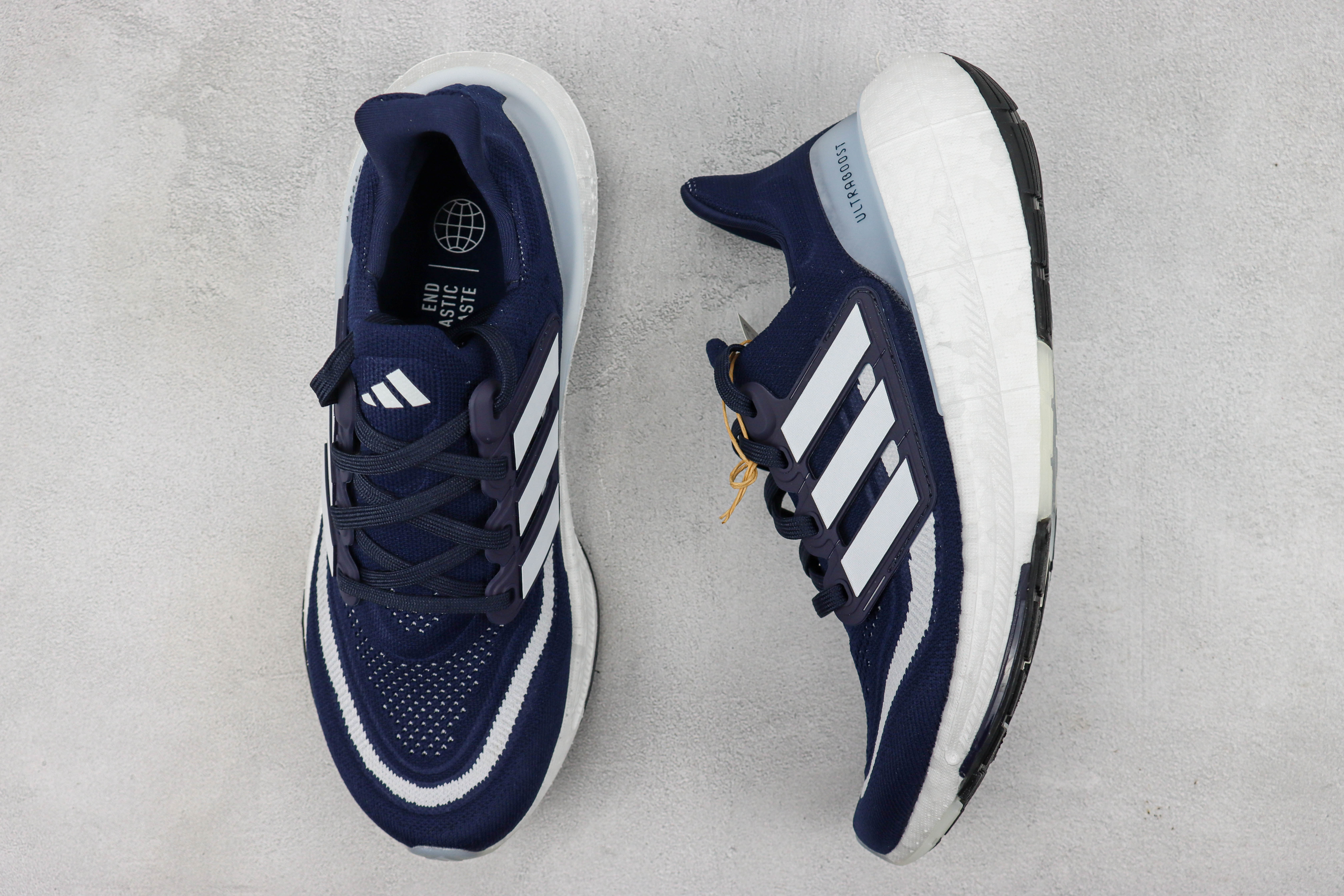 Adidas Ultra Boost 2023 LIGHT Black And White Blue and white bars