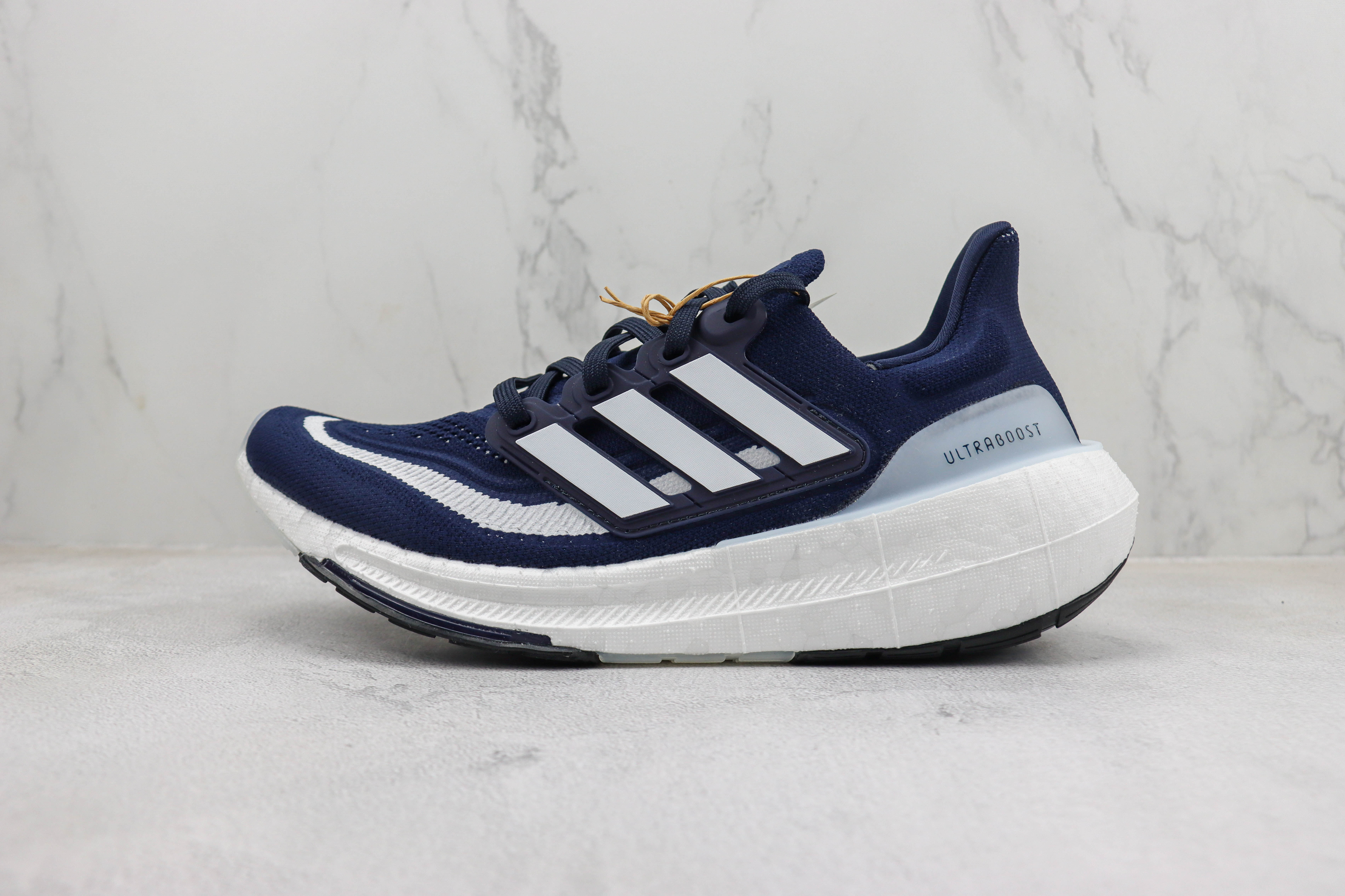 Adidas Ultra Boost 2023 LIGHT Black And White Blue and white bars