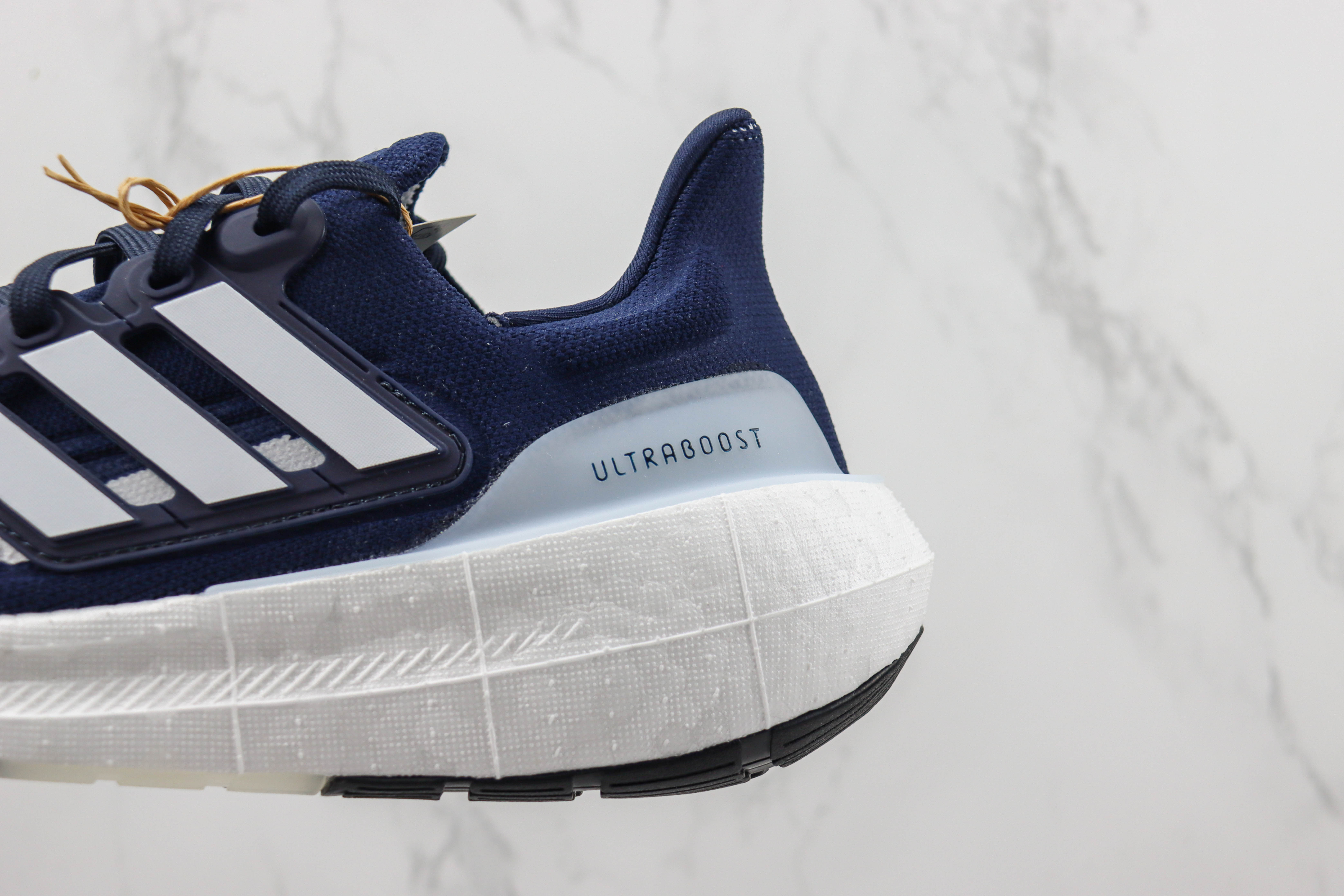 Adidas Ultra Boost 2023 LIGHT Black And White Blue and white bars