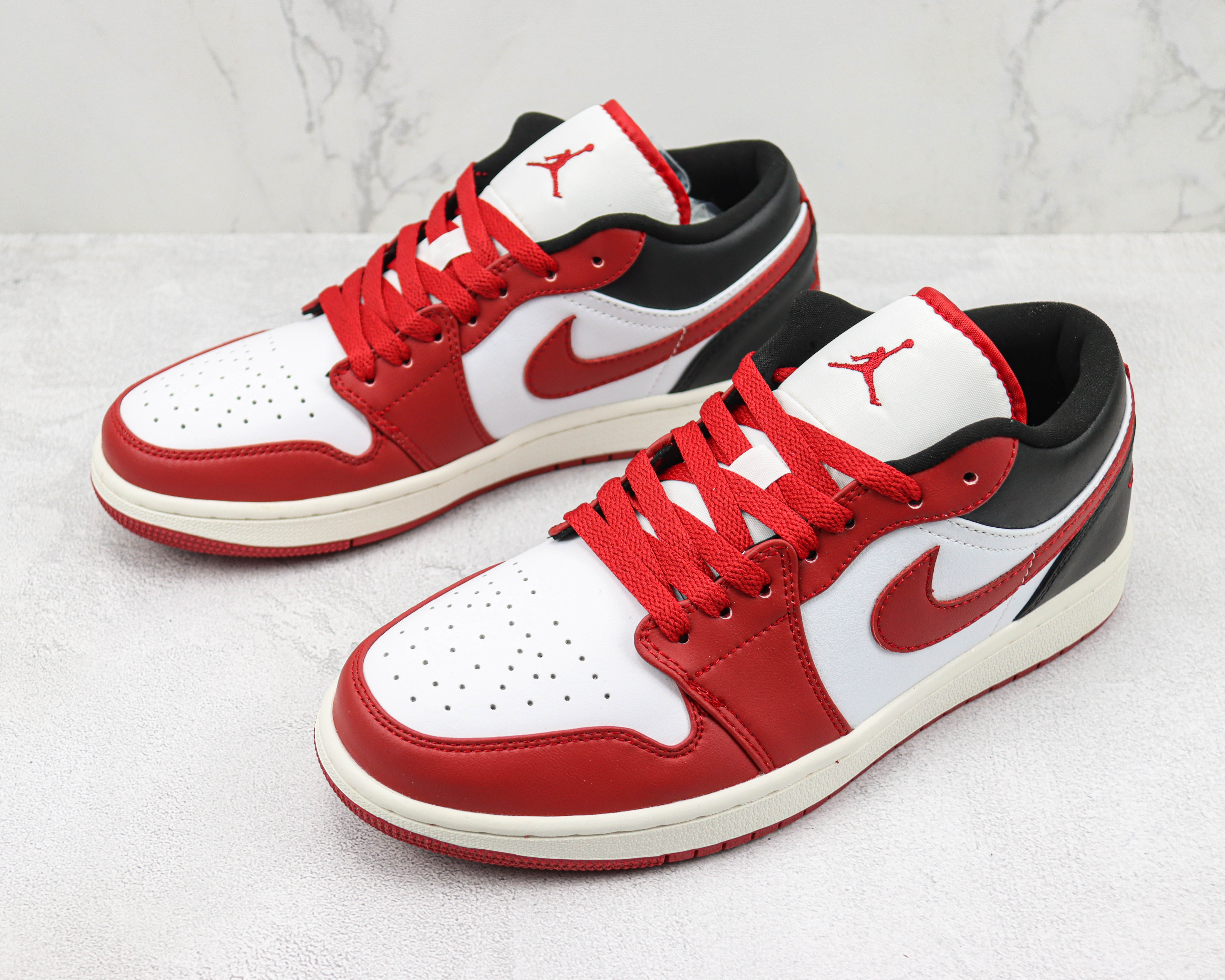 Air Jordan aj1 Low White, Red, And Black