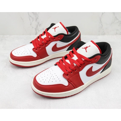 Air Jordan aj1 Low White, Red, And Black 02