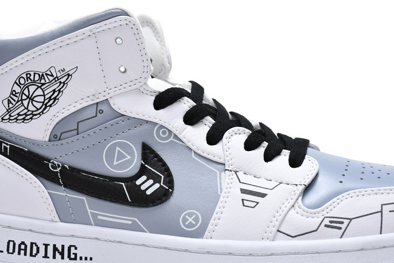 Air Jordan 1 Mid PS5 White Grey Black