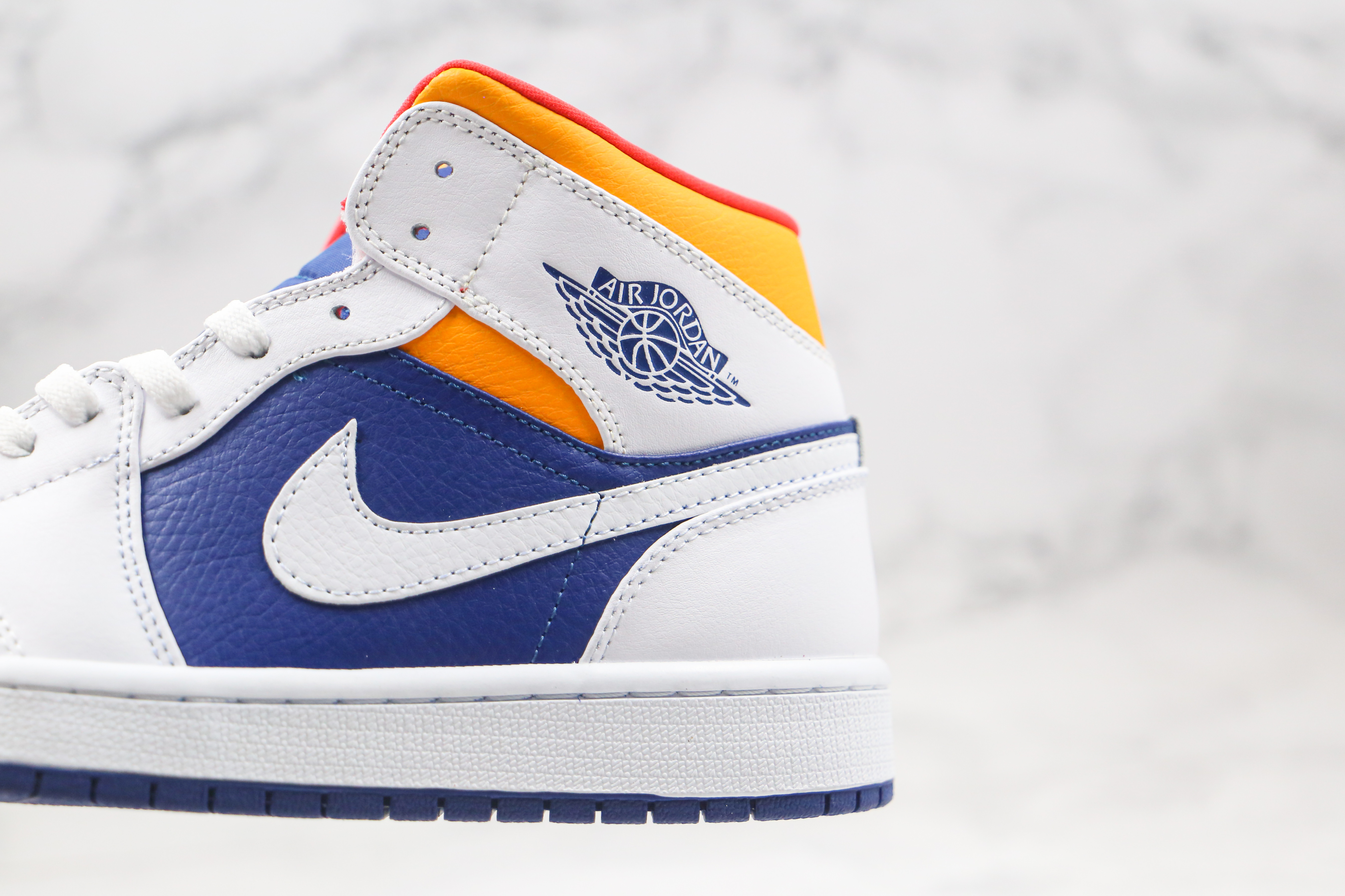 Air Jordan 1 Mid White Deep Royal Blue