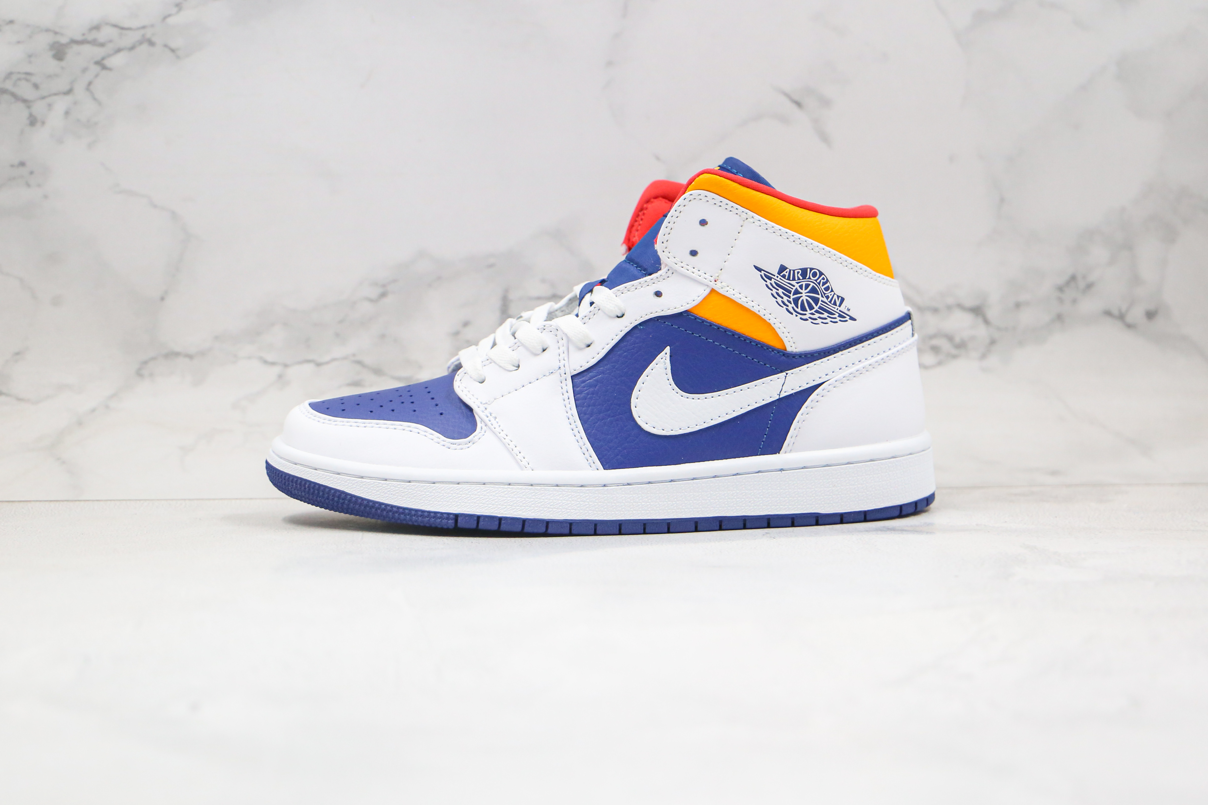 Air Jordan 1 Mid White Deep Royal Blue