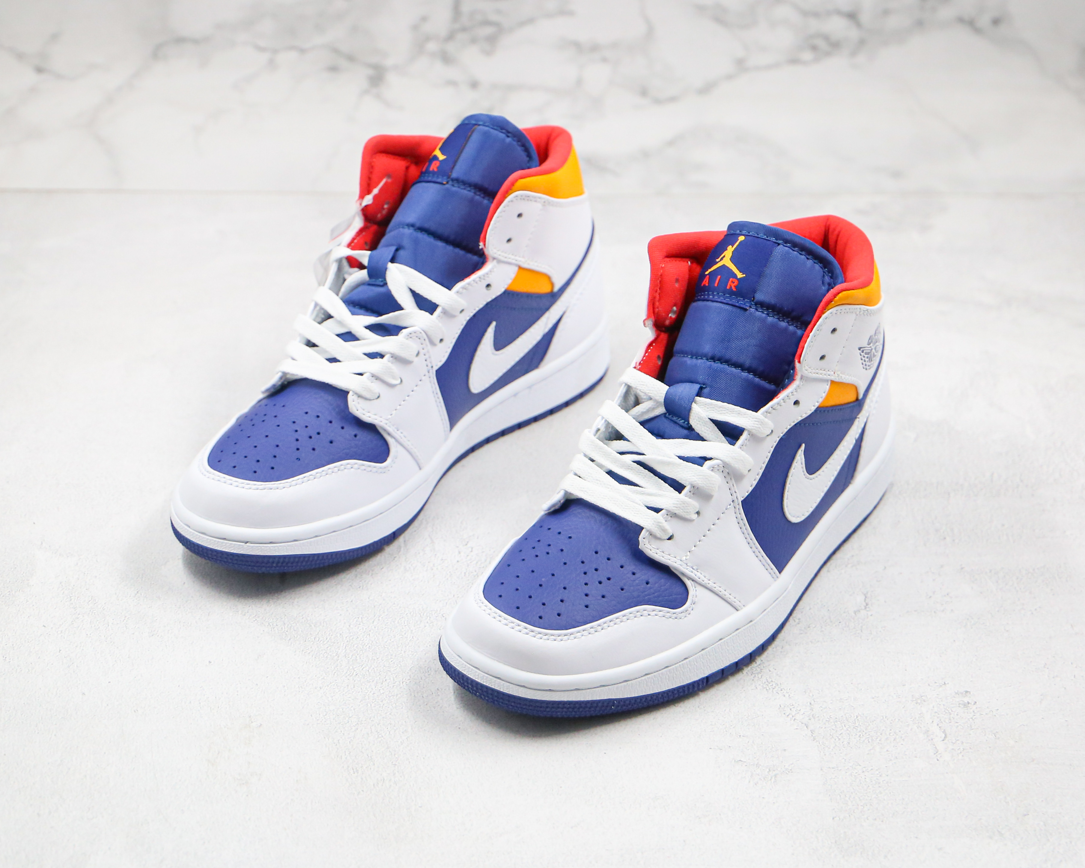 Air Jordan 1 Mid White Deep Royal Blue