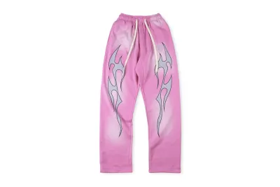  Hellstar Flame Sweatpants Pink 01