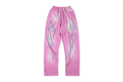  Hellstar Flame Sweatpants Pink 01