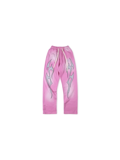  Hellstar Flame Sweatpants Pink 01