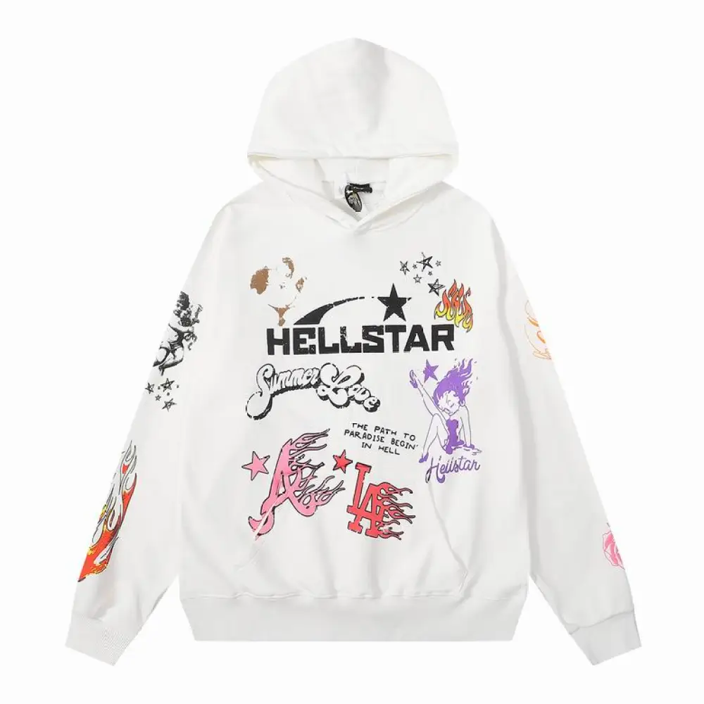 Hellstar Hoodie White and color