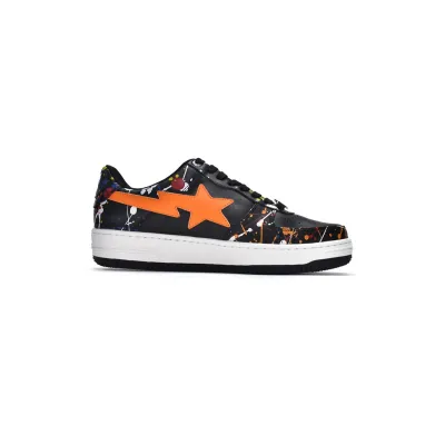 PKGoden A Bathing Ape Bape Sta Low Splash Black Orange,1G70-109-0006 01