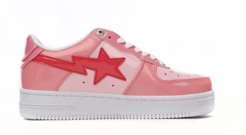 PKGoden A Bathing Ape Bape Sta Low Pink Paint Leather,1H2-019-1046